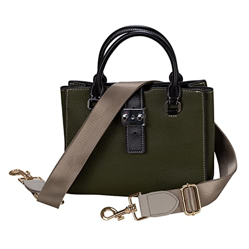 Allzedream Wide Purse Strap Replacement Crossbody Shoulder Bag Adjustable Leather Ends - color: Taupe Gold Leather
