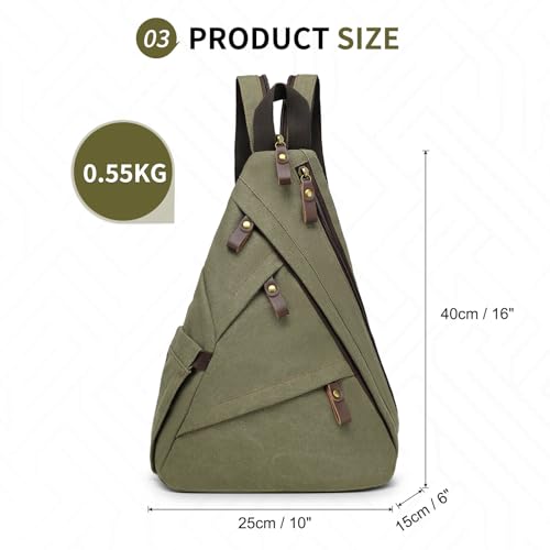 Crossbody Bag for Women Men - Small Sling Backpack 3-in-1,Olive - color: Yellow Green