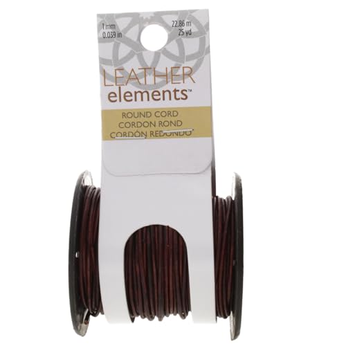 The Beadsmith Leather Cord – Dyed Antique Brown – 1mm Spool – 25 Yards/22.86 Meters – Indian Leather Thong Ideal for Braiding, Beading, Necklaces, Fine Lacing, Hair Accessories & DIY Jewelry Making - size: 1mm, style: Dyed Antique Brown – 25 Yards