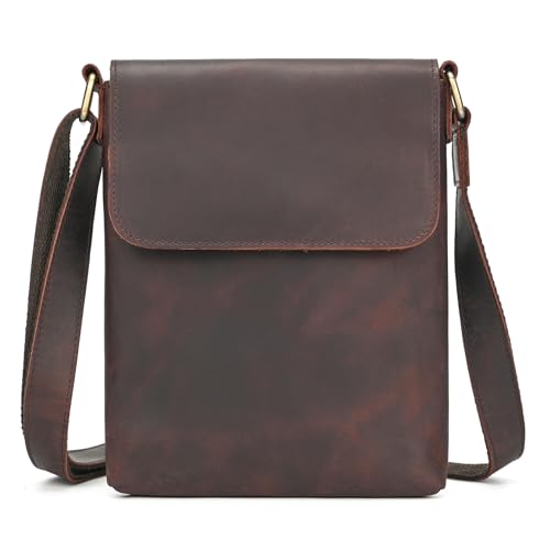 Leather Small Messenger Shoulder Bag for Men - color: 316 Coffee