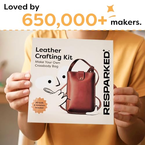 Resparked Leather Small Tote Bag – Women’s Handbags, Shoulder Bag, Crossbody Purse, Black & Brown Tote Purse for Work, Travel, DIY Leather Crafting Kit Gift Bag - color: Black