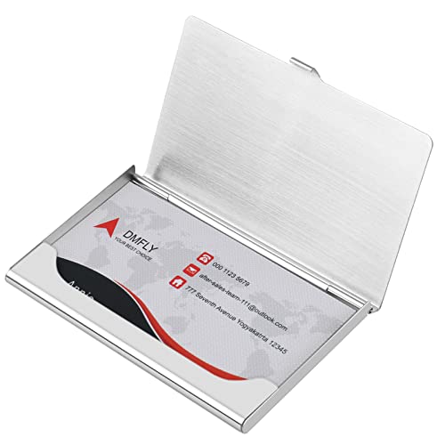 Business Card Holder, Slim Business Card Case for Men & Women, Pocket Metal Card Case, Professional Stainless Steel Business Card Holders, Purse Name Card Holder, Buckle Style Shut - style: Silver