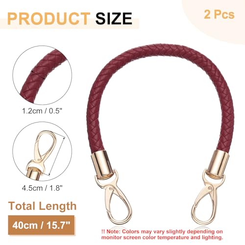 uxcell 2 Pcs Leather Purse Strap, 15.7 Inch PU Leather Braided Purse Replacement Shoulder Strap for Handbags with Buckle for DIY Handbag Purse Making, Burgundy - color: Burgundy