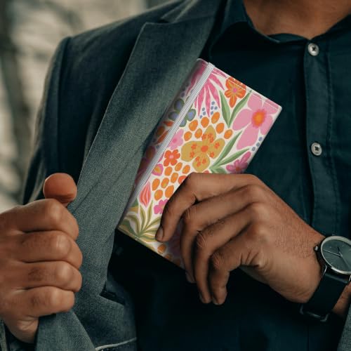 Checkbook Cover for Personal Checkbook, Cute Pu Leather Check Book for Women & Men, Slim Checkbook Holder with Pen Holder and Built-in Clear Plastic Divider, Retro Floral - color: Retro Floral