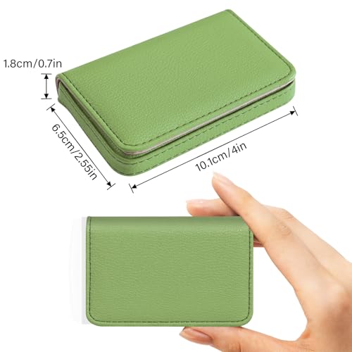 Business Card Holder，PU Leather Business Card Case Color Printing Pattern Card Holder Wallet，Pockets Magnetic Credit Card Holders for Men and Women - Banana Green - color: Banana Green