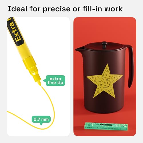 ARTISTRO Yellow Acrylic Paint Markers - 0.7mm Extra Fine-Tip - Set of 2 - color: Yellow