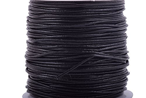 1.0mm Round Real Leather Cord, 25 Yards Black Leather String Cord for Jewelry Making, Necklaces, Bracelets and Crafting - color: Black, size: 1.0mm