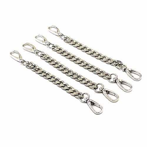 4PCS 7.9" Iron Flat Silver Purse Chain Strap Replacement for Clutch Bags - color: Silver, size: 7.9"