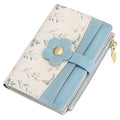 GAEKEAO Small Wallets for Women RFID Blocking Bifold Floral Vegan Leather Wallet Card Holder with ID Window & Zipper Pocket - color: C06-Blue