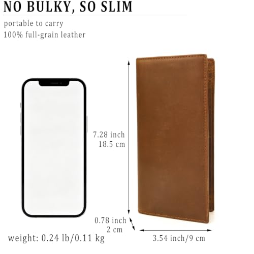 Vintage Genuine Leather Long Wallet for Men Women - color: 30-Brown