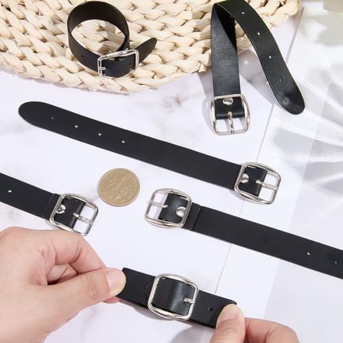 6Pcs 7.2 x 0.7 Inch Adjustable Bicycle Basket Strap Black PU Leather Belt Buckle Extender Adjustable Kilt Skirt Extention Strap with Metal Square Buckle for Coat Jacket Dress Bags DIY Craft