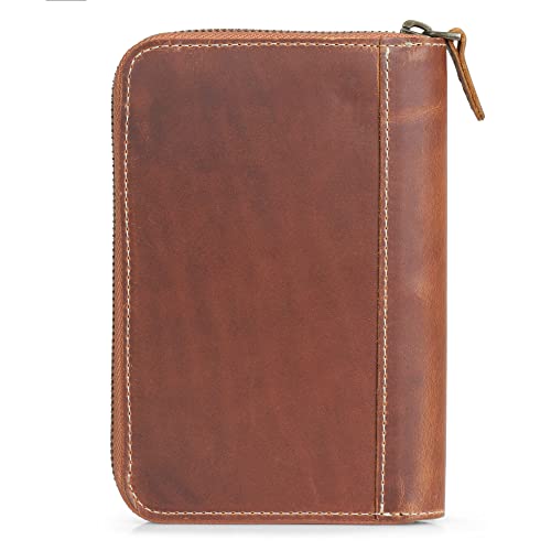 Londo Genuine Leather Padfolio – Portfolio Folder with Pencil Holder, Notepad & Zipper Closure for Business, Office & Travel - color: Camel