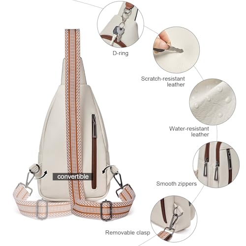 cakang Womens Sling Bag Crossbody Bags for Women Vegan Leather Sling Backpack Daypack Fanny Pack Crossbody Purse Travel - color: 2-white Brown