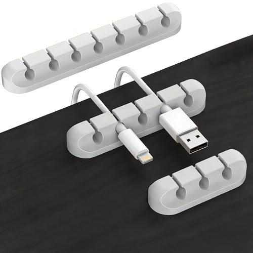 Cable Management Organizer, Soft TPU Cord Holder Self-Adhesive Wire Clips for Desk, Wall, Car – Flexible & Durable, No Bad Smell, Multipurpose for Data Cable, Headphone Cable, Mouse Line (5 Sizes)