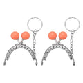 uxcell 2 Pcs Metal Purse Frame, 5cm/1.97" Beads Silver Kiss Lock Clasp Arch Embossing Bag Frames with Key Ring for Purse Making Clutch Bag Coin Purse, Orange - color: Orange