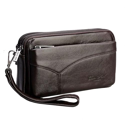 Leather Clutch Purse Wallet Men Wrist Bag - color: #10coffee