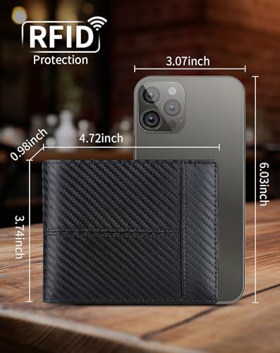 Swallowmall Wallet for Men RFID Blocking Genuine Leather Mens Wallets Bifold with 1 ID Window 15 Card Slots black stripe orange - color: black stripe orange