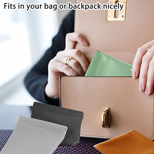 CANIPHA 8pcs Lambskin Pocket Cosmetic Bag, Waterproof Portable Small Makeup Bag No Zipper Self-closing Pouch for Women Mini Travel Storage Cosmetics Headphones Jewelry - color: 8pcs