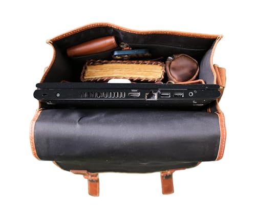 jaald Genuine Leather Messenger Bag Vintage Laptop Crossbody Bag Satchel Man Purse Shoulder Bag for man woman office bag - style: 15 Inches Brown