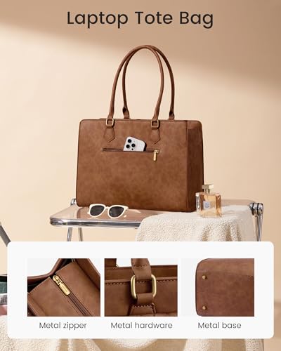 LOVEVOOK Laptop Tote Bag for Women, PU Leather Work Bag, Teacher Tote - color: Black Embossed, size: 15.6inch