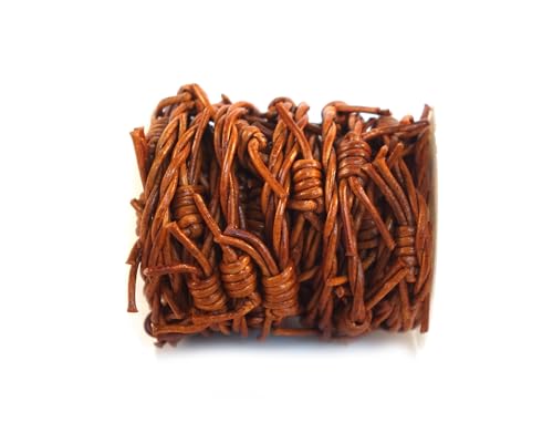 Barbed Wire Style Twisted Genuine Leather Cord 1.5mm Round for Jewelry Making, Leather String for Necklace Bracelet DIY Craft Projects, 5.46 Yards, Medium Brown Distressed - color: Medium Brown Distressed