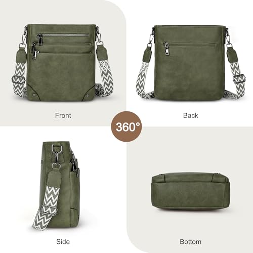 TANTOMI Crossbody Bag for Women PU Leather Travel Purse | Trendy Women's Shoulder Handbags, Comfort Adjustable Wide Strap, Water-Resistant, Multi Pockets for Daily Use & Travel - color: Dark Green