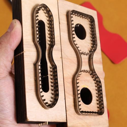 2pcs Strap End Cutting Mold Set, Wooden Steel Rule Punch Tool for Belt Making, Style G Tail Shape Template for DIY Leathercraft, Watch Band Cutter Kit (PG218G) - color: PG218G