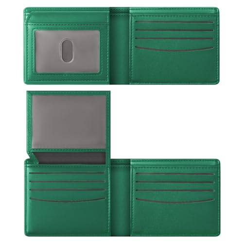 GNDR Wallet For Men RFID Blocking Green Wallets Bifold Faux Leather Card Holder Front Pocket Mens Accessories With Gift Box - color: Green-07