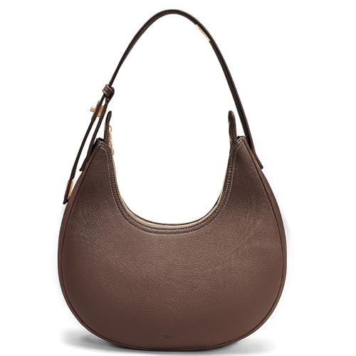 GEMIU Shoulder Purse for Women Classy Crescent Hobo Purse Slouchy Underarm Handbag with Wide Adjustable Strap - color: Coffee