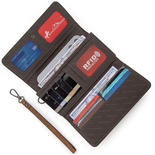 Montana West Wallet for Women Wristlet Wallet Ladies Felame Large Capacity Clutch Wallets MW1348-W002BR - color: Brown