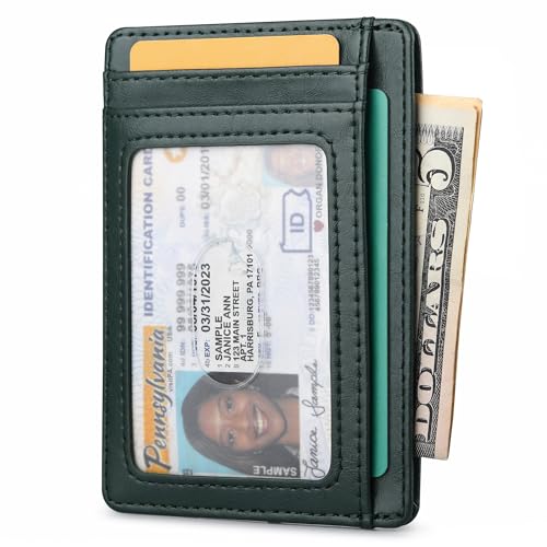 Buffway Slim Minimalist Front Pocket RFID Blocking Leather Wallets for Men and Women - Alaska Green - color: Alaska Green