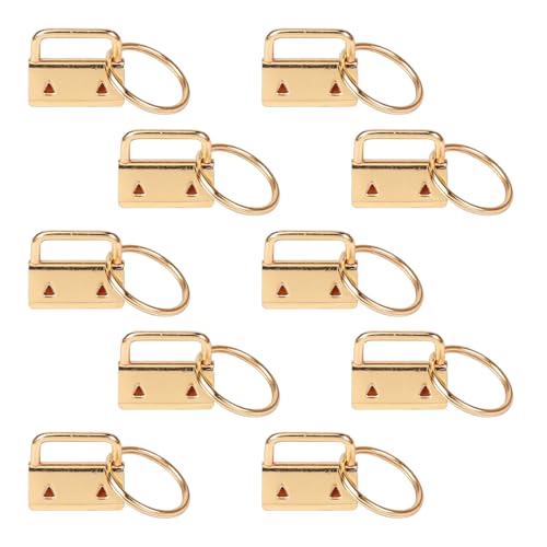 10 PCS Keychain Wristlet Hardware Set, 1 Inch Key Fob with Rings for DIY Bag Webbing, Lanyard & Wrist Strap Making Supplies (10pcs-Light Gold) - color: 10pcs-Light gold