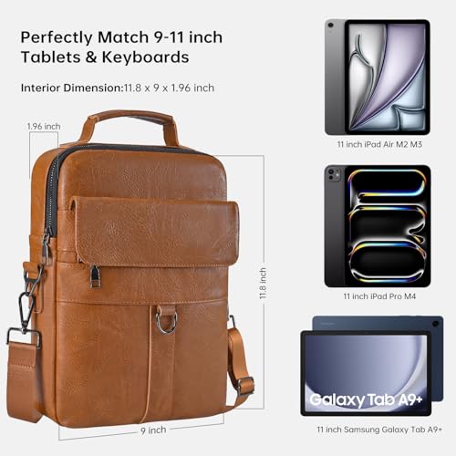 11 Inch Tablet Sleeve Case, Leather iPad Bag, Brown | 2026 iPad Air 11 M4 M3 & Pro 11 M4 M5 with Magic Keyboard, Fire HD 10/Max 11, Galaxy Tab A9+ Plus - color: Brown, size: 9-11 Inch
