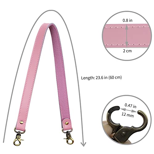 Allzedream Genuine Leather Purse Strap Sewing Canvas Replacement Handbag Shoulder Bag 2 Pcs - color: Pink