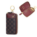 GOLF SUPAGS Women PVC Leather Car Key Chain Card Holder Wallet Pouch 6 Hook Snap Closure keys Money Organizer Case | Card Holder - color: Brown×Wine, Large