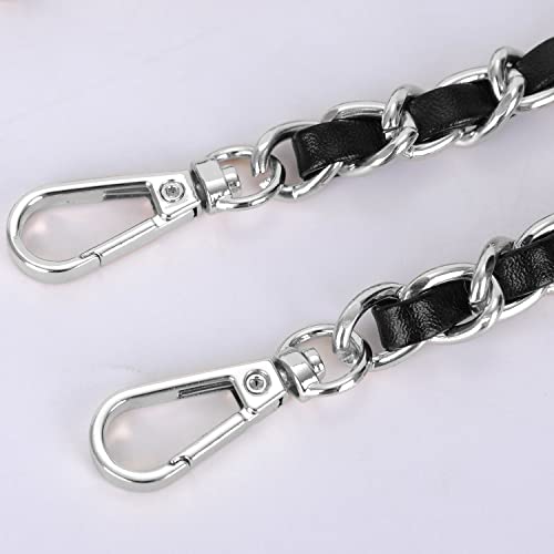 IBWell Metal Chain Strap, 51" Purse Straps Replacement, DIY Purse Chain Accessories - color: Black-silver Metal