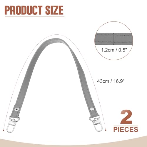 PATIKIL Leather Purse Handle Strap, 2 Pcs 17 Inch Leather Purse Strap Replacement DIY Women Clutch Bag Handbag Top Handle Strap Repair Accessories, Grey - color: Grey, size: 17 Inch