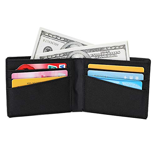 Lanyani Minimalist Fabric Wallet Bifold RFID Blocking - color: Black