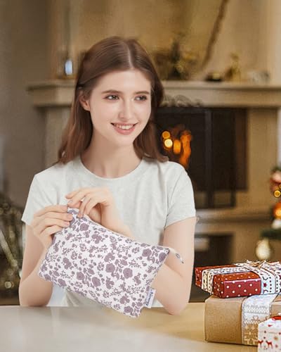 Narwey Small Makeup Bag for Purse Travel Makeup Pouch Cosmetic Bag Zipper Pouch Bags for Women (Dusty Pink Flower) - color: Dusty Pink Flower