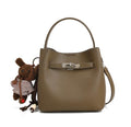 Ladies' wallet, light luxury bucket bag, lychee patterned handbag, high-end sense, one shoulder versatile crossbody bag - color: Elephant Grey