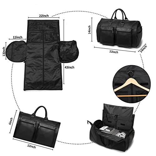 seyfocnia Convertible Travel Garment Bag,Carry on Garment Duffel Bag for Men Women - 2 in 1 Hanging Suitcase Suit Business Travel Bag - color: B1-Black