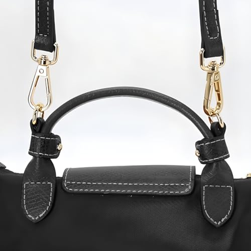 DEVPSISR Leather Strap Suitable for Longchamp Handbag,Crossbody Adjustable Shoulder Strap Conversion Kit - color: Black-gold