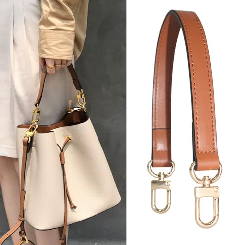 Leather Handbag Strap, Suitable for Changing Shoulder Straps on L V Handbags and Bucket Bags(Brown-W:0.7in,L：14.9in) - color: Brown-W:0.7in-L：14.9in