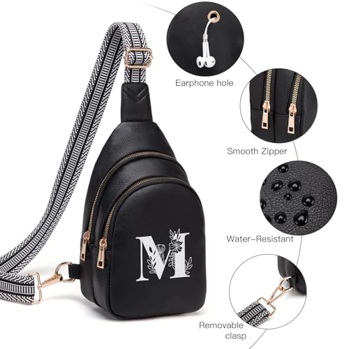 Viverte Crossbody Bags for Women Initial Sling Bag Cross Body Fanny Packs Personalized Gifts for Mom Women Wife - color: Black, style: M