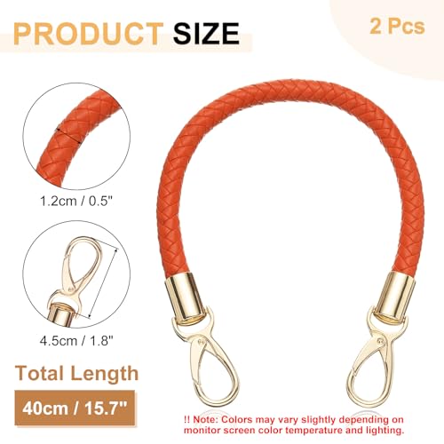 uxcell 2 Pcs Leather Purse Strap, 15.7 Inch PU Leather Braided Purse Replacement Shoulder Strap for Handbags with Buckle for DIY Handbag Purse Making, Orange - color: Orange