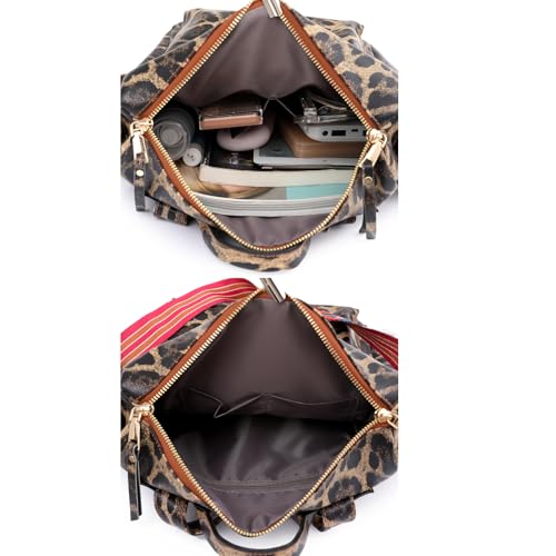 Women's Fashion Backpack Purse for Women Leather Multipurpose Design Ladies Shoulder Bag Travel bag Satchel Handbags - color: Leopard Print Brown