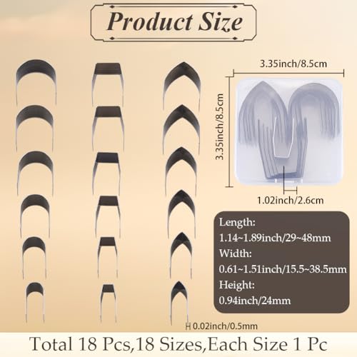 1 Box 18Pcs 18 Styles Leather Belt End Punch Set Stainless Steel Round Pointed Square Special Shape Corner Cutting Punches Tool for DIY Crafting Leatherworking Beginners Experts