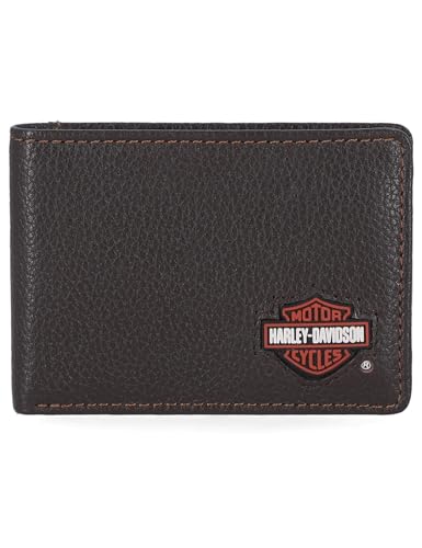 Harley-Davidson Men's Genuine Leather Rfid Blocking Wallet - color: Brown (Slim Front Pocket Billfold)