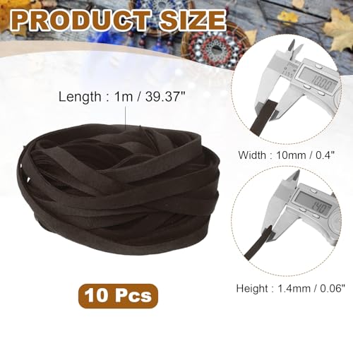 uxcell 10Pcs 1 Yard 10mm Wide Flat Leather String Cord, 1.4mm Thick Craft Suede Strap Braiding Lacing Strips Rope for DIY Leather Crafts Necklace Bracelet Collars Belts, Dark Brown - color: Dark Brown