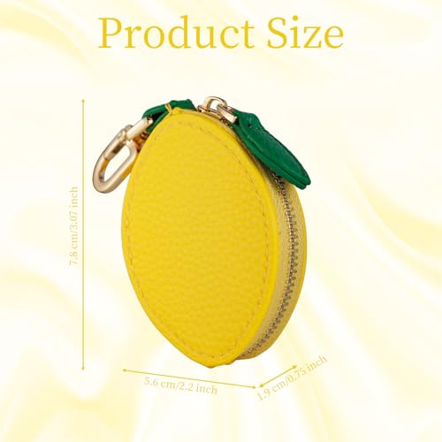 Fruit Coin Purse Bag Charm Keychain, Mini Charm Kawaii Leather Coin Purse Pouch Holder for Airtag Handbag Tote Wallet - color: Lemon